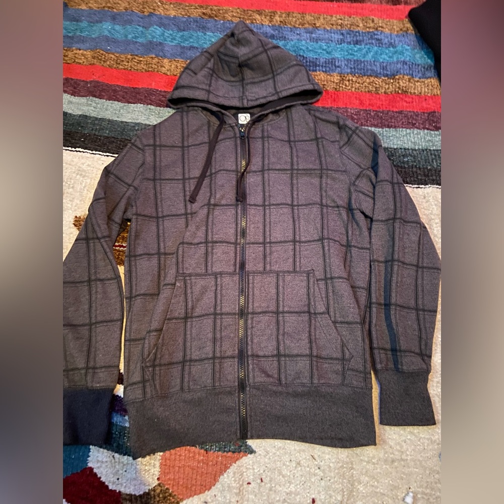 medium gray and black zip up